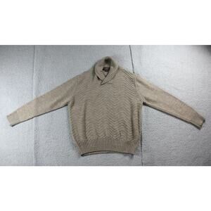 Robert Talbott Mens Sweater XL Brown Merino Alpaca Blend Shawl Collar Italy